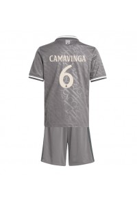 Real Madrid Eduardo Camavinga #6 Jalkapallovaatteet Lasten Kolmas peliasu 2024-25 Lyhythihainen (+ Lyhyet housut)